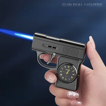 New Creative Gun Type True Watch Windproof Jet Blue Flame Butane Gas Torch Lighter Outdoor Funny Portable Cigar Lighters Smoking - Image 3