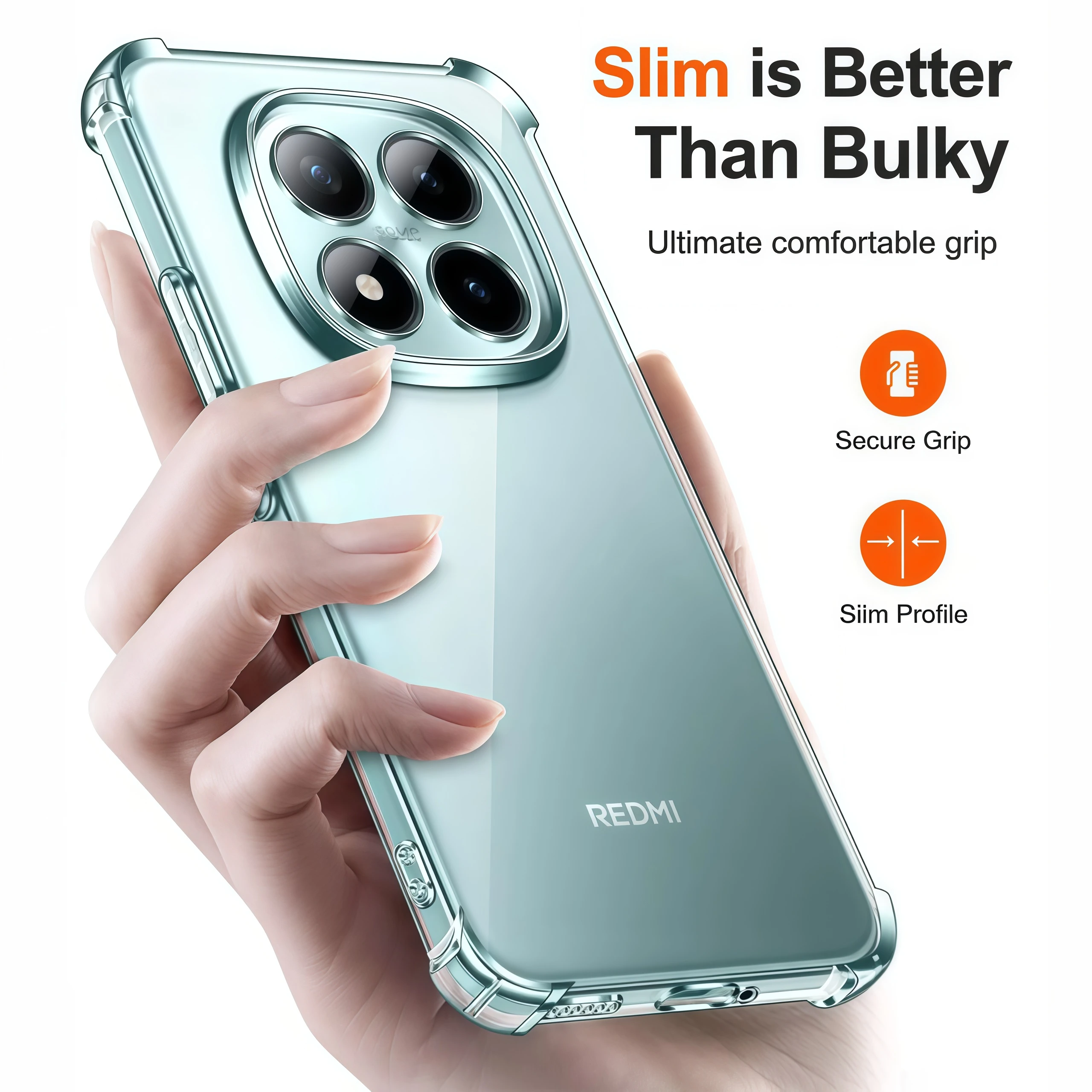 Shockproof Transparent TPU Protective Phone Case with Reinforced Corners