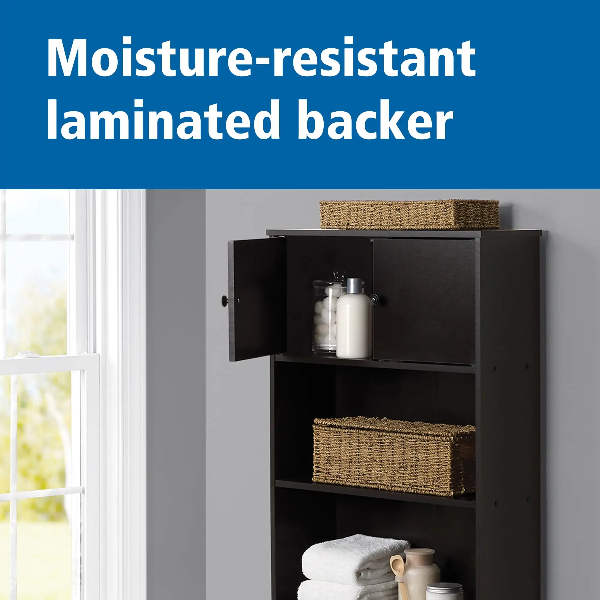 Over-The-Toilet Bathroom Space Saver Storage Cabinet, 3 Shelves, Espresso 5