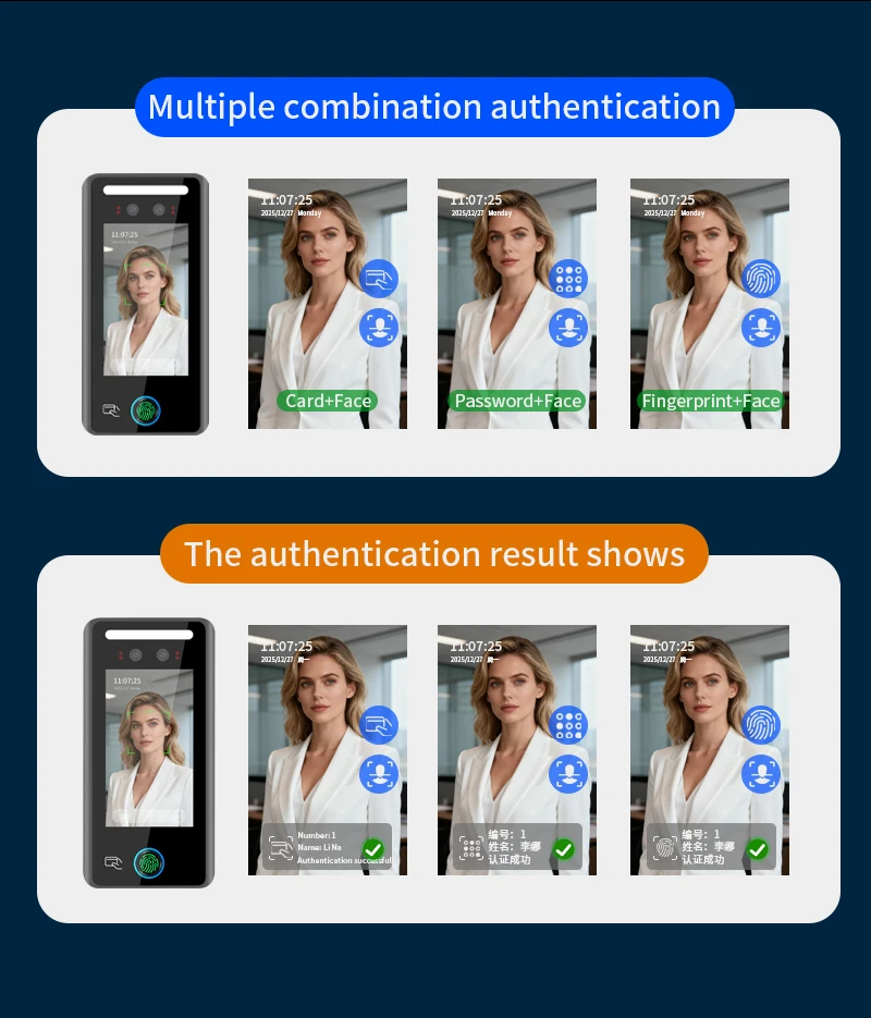 AI Biometric Wall Mount Face & RFID Recognition Terminal 4.5-inch WG26/34 Card R