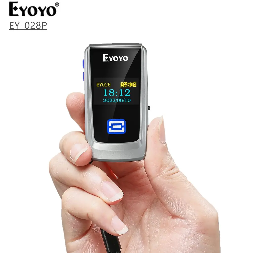 Мини-сканер QR-кода Eyoyo с Bluetooth и ЖК-дисплеем, портативный беспроводной 1D 2D сканер штрих-кодов для книг и библиотеки