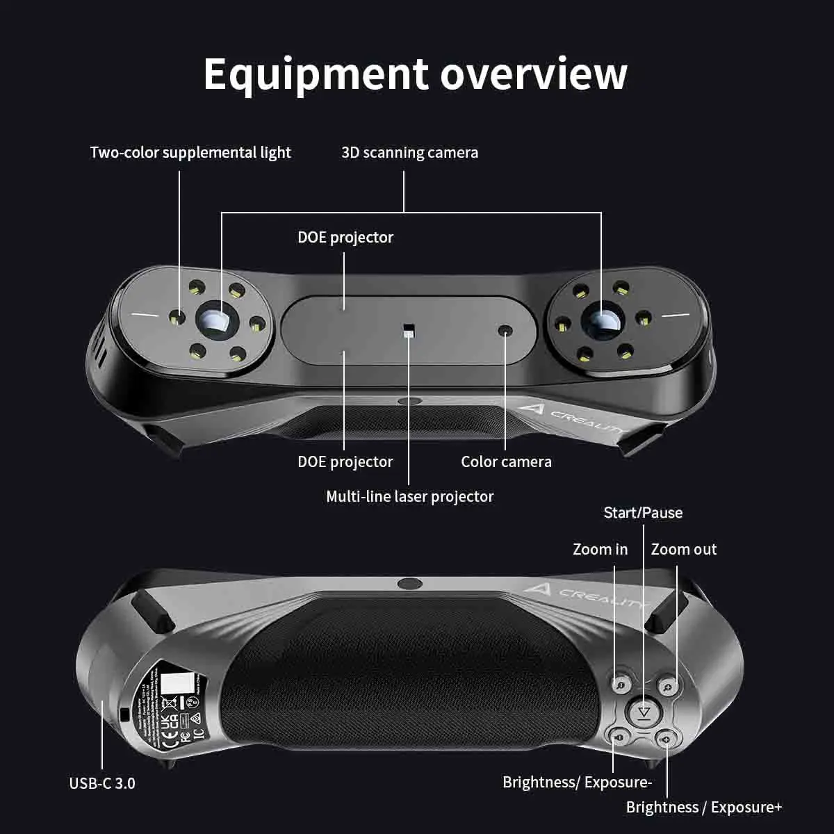 Scanner 3D Creality Raptor CR-Scan, Scanner Portatile per Stampa 3D, Precisione 0,02 mm, Velocità di Scansione 60 fps, Scanner con Luce Laser Blu NIR - immagine 2