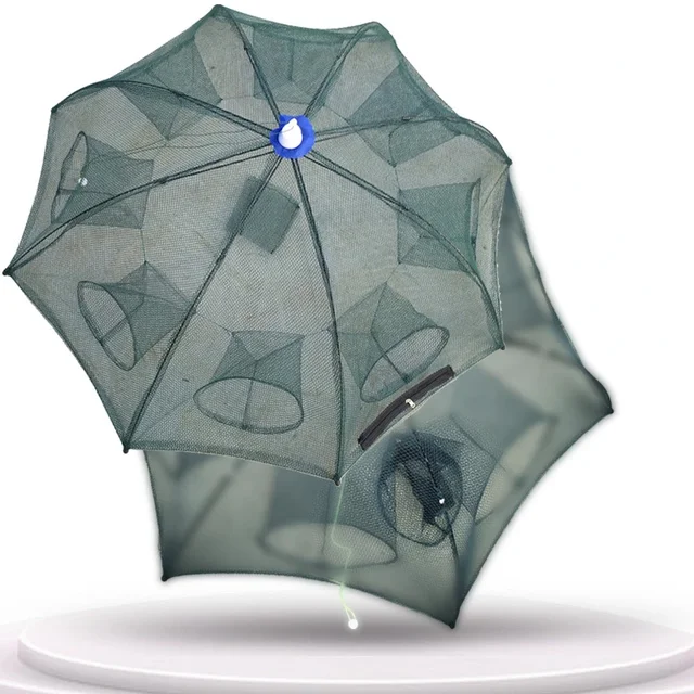 Folding Fishing Network Outdoor Strengthened 4-8 Holes Automatic Fishing Net Shrimp Cage Nylon Foldable Fish Trap Cast 3