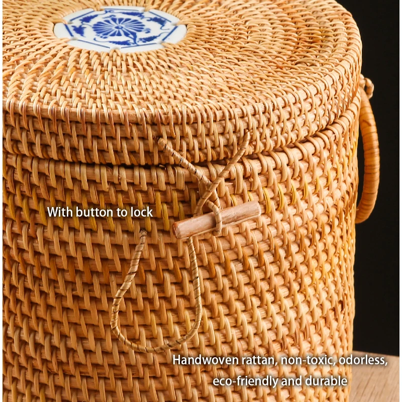 Handwoven Rattan Tea Storage Box With Lid Green Tea Bag Organizer Puer Caddy Snack Canister Food Container Kongfu Teaset tea tin box,tea canister