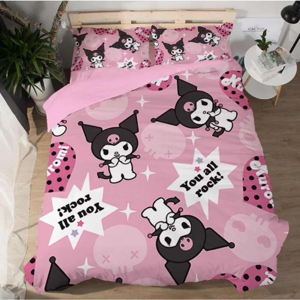 

Комплект постельного белья Sanrio из серии аниме, подлинные Короткие Плюшевые постельные принадлежности Kouromi из кораллового бархата, простыни с пододеяльником, 3 шт.
