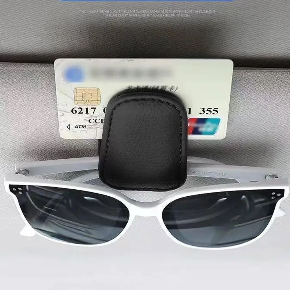 Car Sunglasses Clip Multifunction Sun Visor Leather Eyeglasses Clip Magnetic Sunglasses Holder Hanger Universal Car Accessorie