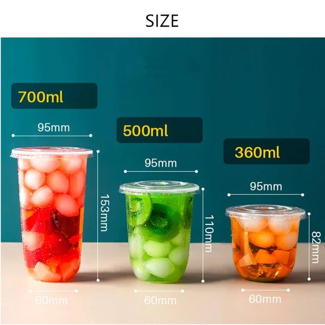 Plastic Takeaway Drinking Package  Disposable Caliber Milk Tea Cup - 100pc/ pack - Aliexpress