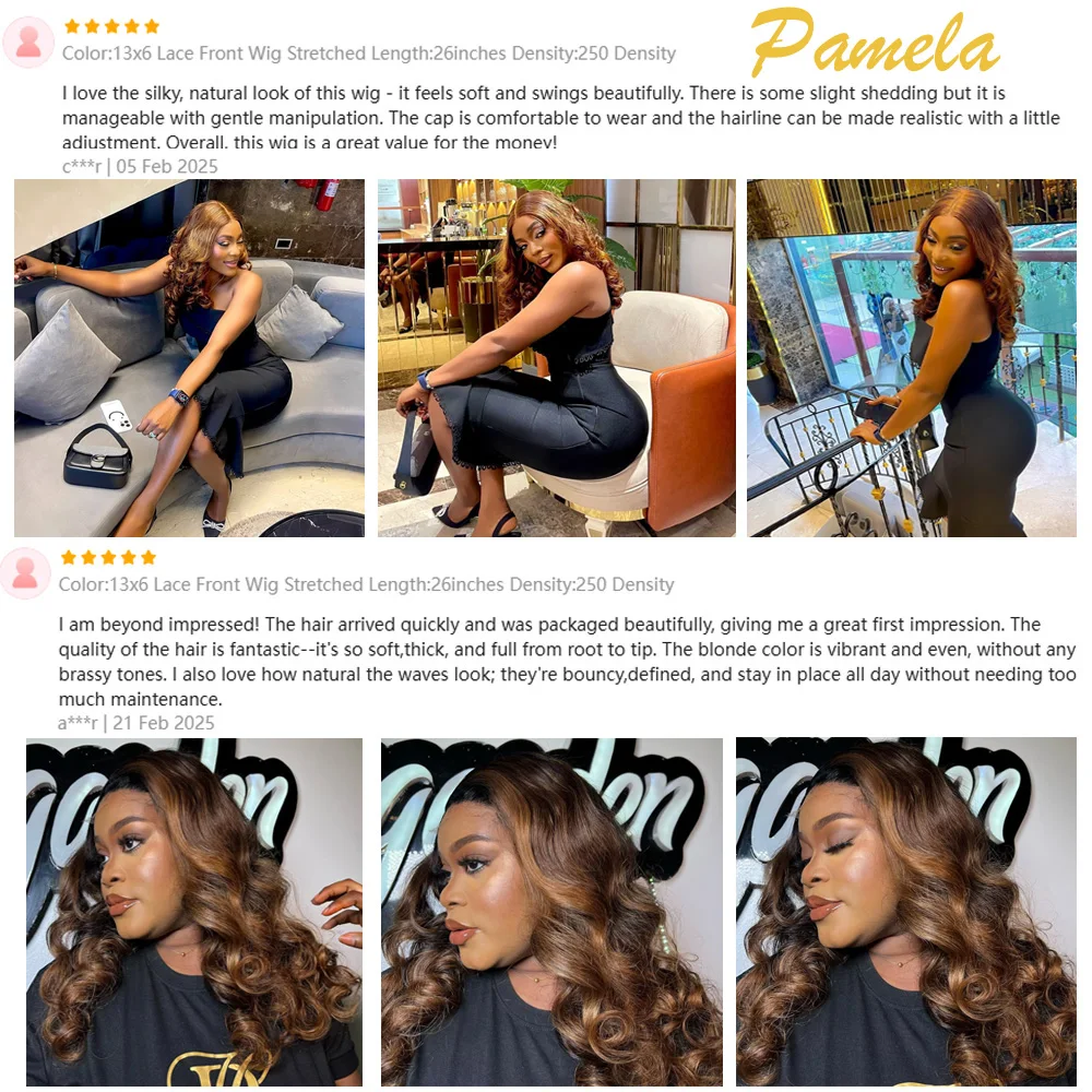 Blonde 13x4 HD Lace Frontal Wig 250 Density Body Wave Ombre Colored Human Hair Glueless Wigs Human Hair Preplucked Ready To Wear