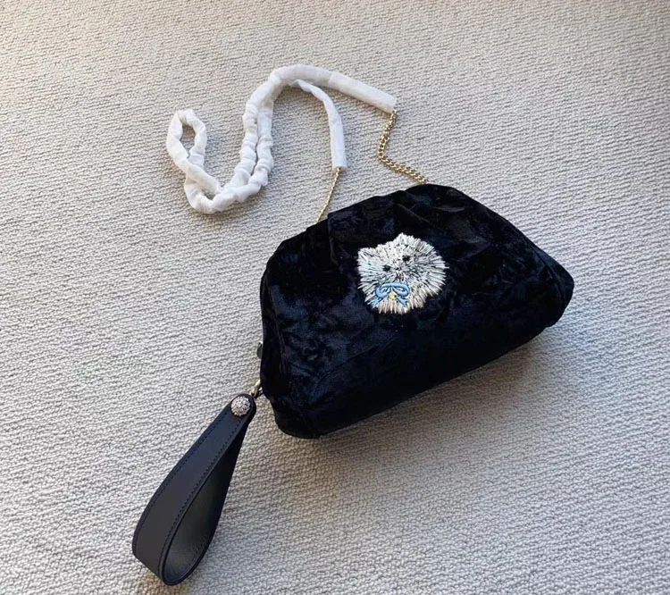 

Autumn/Winter Velvet cat Chain Dinner Party women's makeup Single shoulder crossbody bag for women
