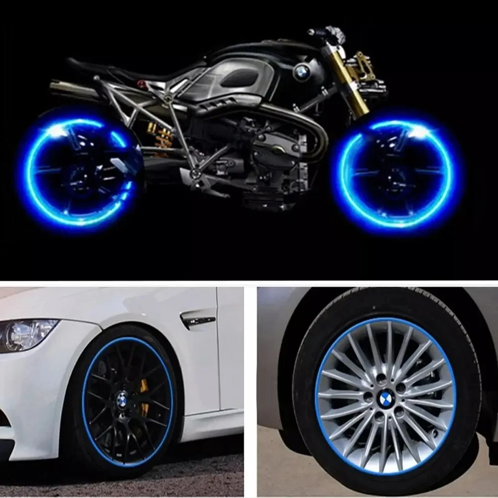 Car style reflective strip set, motorcycle wheels, off-road bicycle stickers, 17/18 inch wheel reflective tape, 7 colors, 1 set