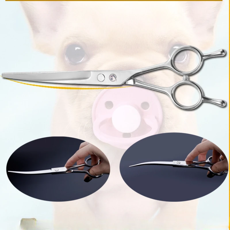 Pet Grooming Scissors Set All Steel Upturned Downward Curved Thinning Scissors 6 7 Inch Dog Teddy Hair Clippers