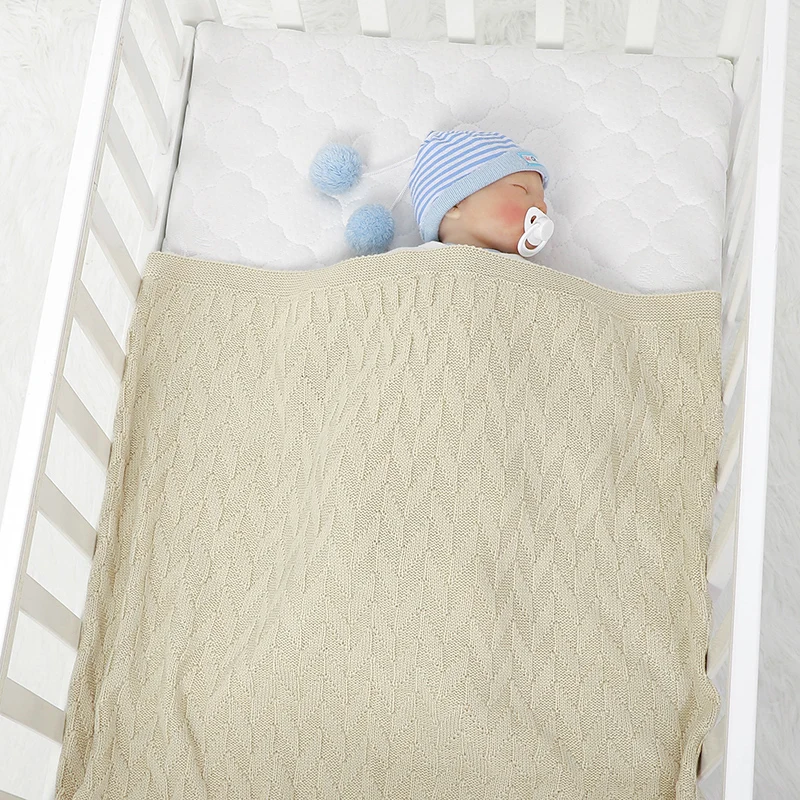 Plain Solid Color Newborn Baby Boys & Girls Swaddle Blankets Soft Infant Security Blankets Toddler Acrylic Receiving Blankets 6