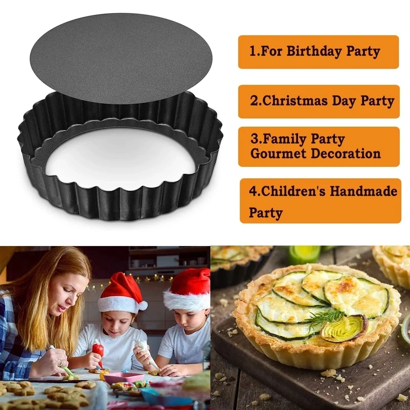 Baking Cake Molds Alloy Round Non Stick Tart Quiche Pans Removable Bottom Pie Pizza Baked Mould Cup Bakeware Alloy Kitchen Tool - 3
