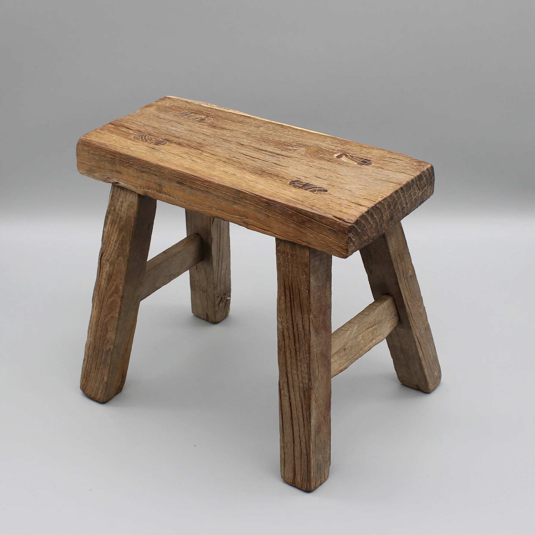 

Small Old Stool, Bathroom Functional Table, Hardwood