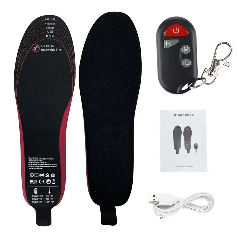 

Electric Heated Insoles USB Rechargeable Adjustable Temperature Remote Control Heated Shoes Insoles Winter Outdoor Foot Warmer