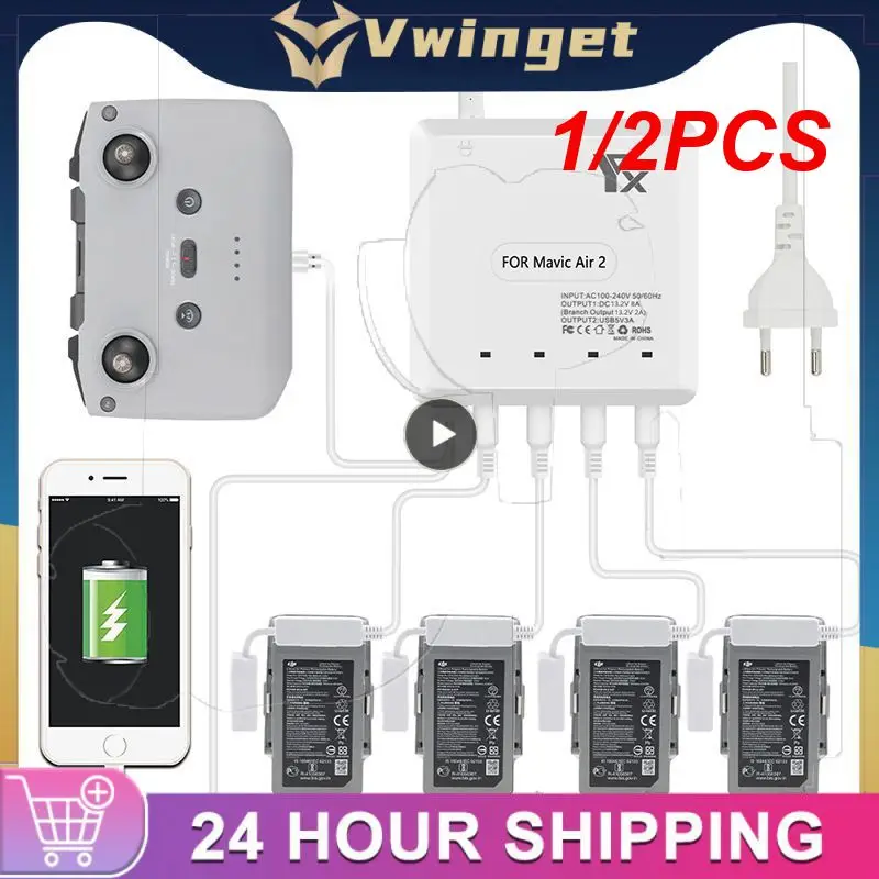 

1/2PCS For DJI Mini 3/3 Drone 6 in 1 Battery Charger with USB Port Remote Control Charging Hub Intelligent Multi Charger