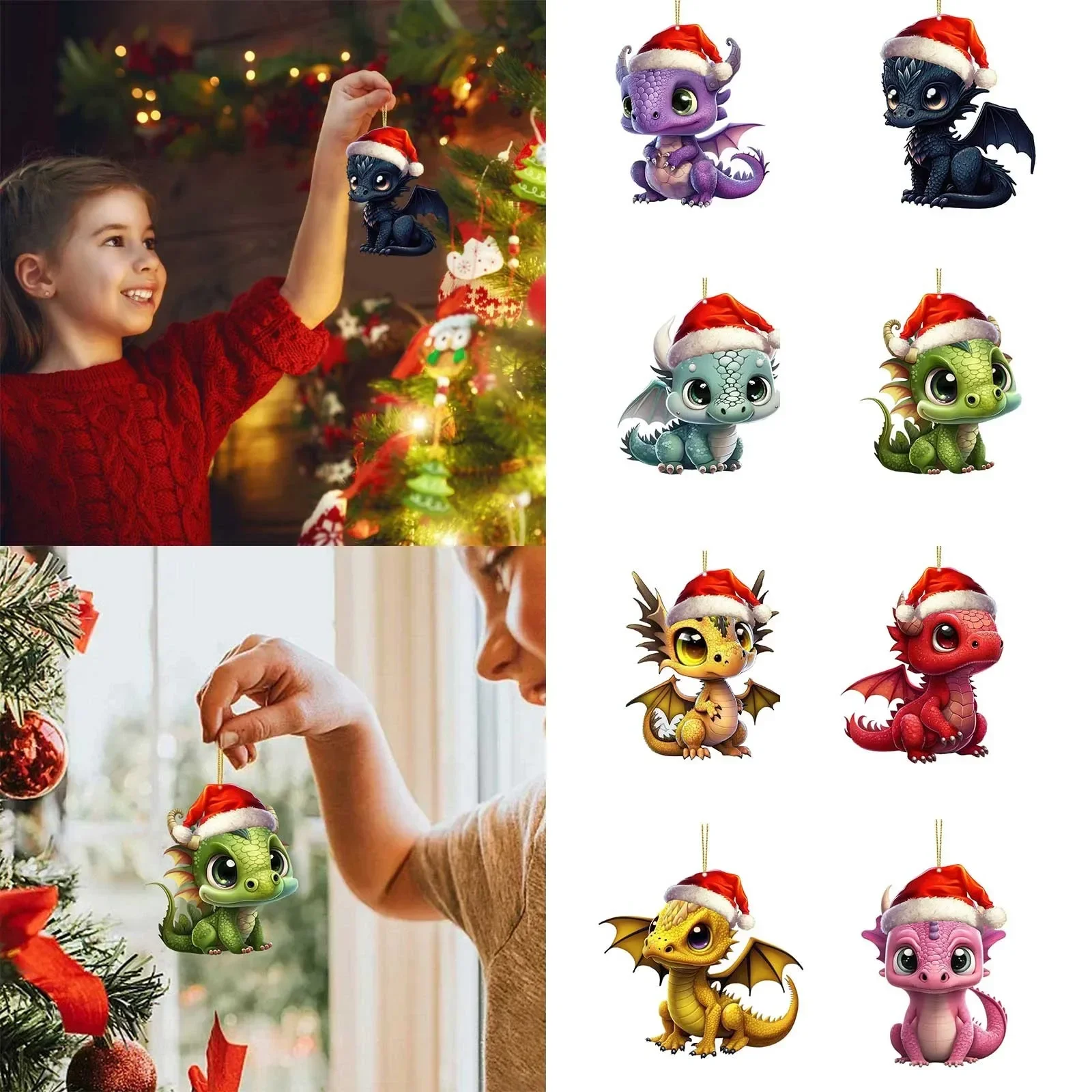 

Cute Dragon Baby Egg Ornaments Christmas Tree Charm Cartoon Car Pendants Home Party Decoration Acrylic Xmas Hanging Pendant 2024