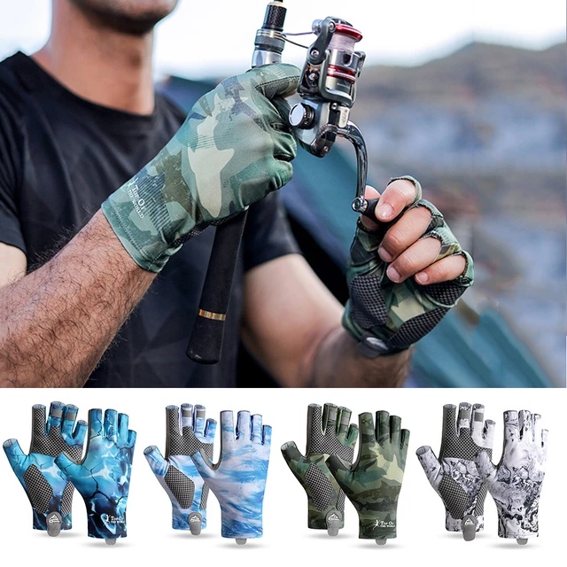 Fishing Sun Gloves Half Finger Breathable Fingerless Fishing Gloves  Non-slip Rapid Removal Polyester Elastic Sports Accessories