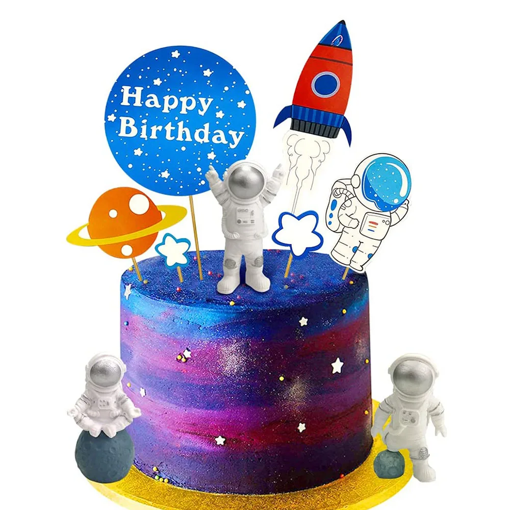 Space Universe Kuchen Topper Rakete Planet Cupcake Topper Astronaut Kinder Weltraum Thema Party Alles Gute zum Geburtstag Kuchen Dekorationen Lieferant – Detail 3