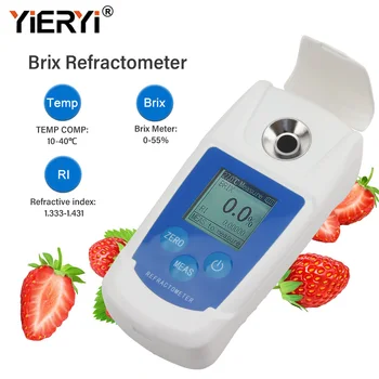 Yieryi Digital 0-55% Brix Refractometer Fruit Juice Beverage Sugar Content Meter Grape Juice Beverage Sugar Content Monitor Test 1