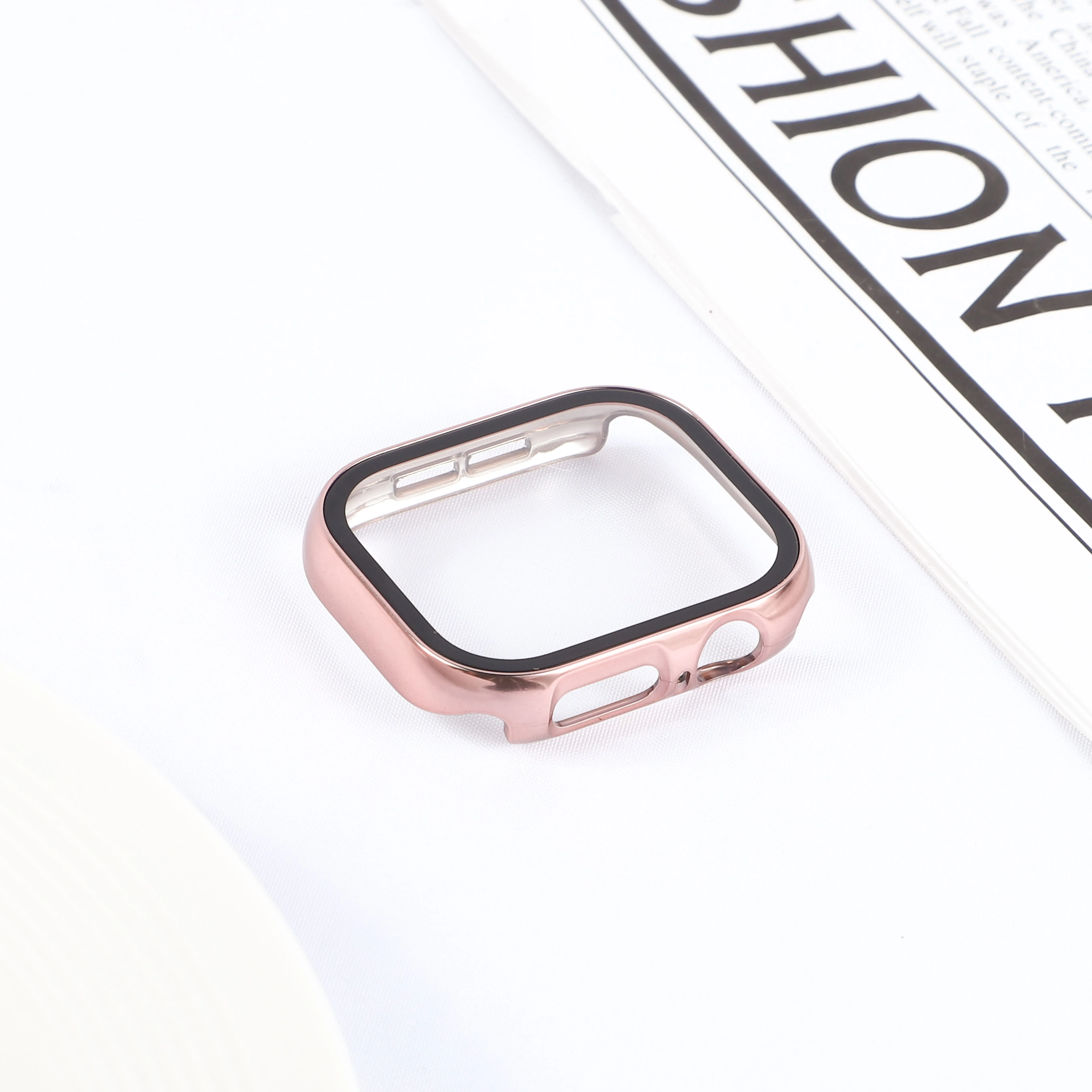 Apple Watch Case with Screen Protector - Plating Hard PC Bumper with Tempered Glass Cover