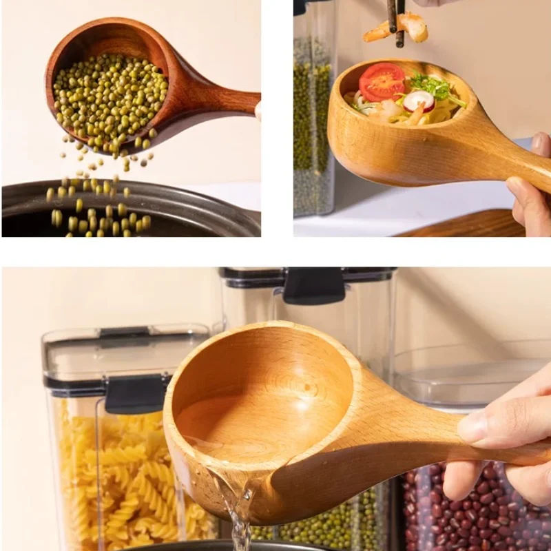 Wooden Scoop Spoon Japan Large Spoon Kitchen Household Water Scoop for Ramen Rice