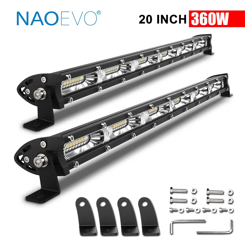NAOEVO 7" 13" 20" inch Ultra Slim Barra Led light bar 12V 24V Flood Led