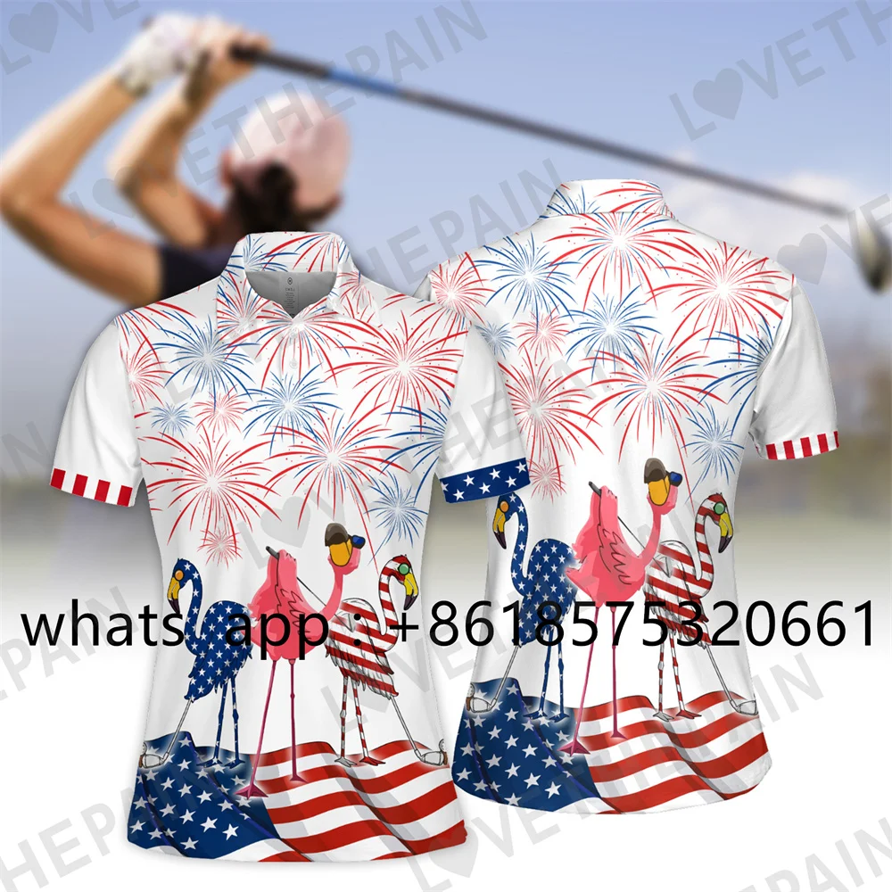 Woman Golf T-shirt Polo Short Sleeved Sports Leisure High Quality Floral Print Outdoor Fitness Sports Clothing Breathable Shirt