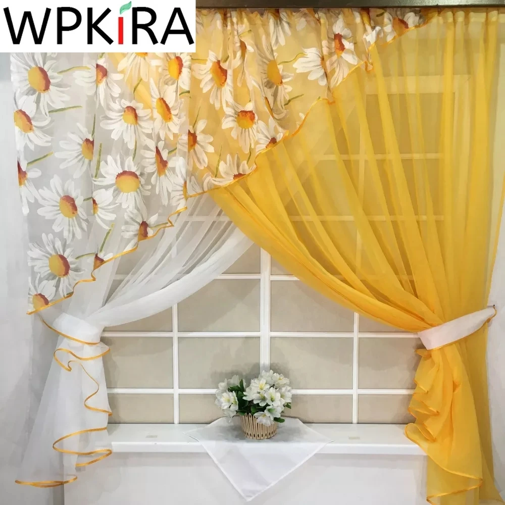 1 pz Design speciale arancione giallo cucina tenda corta stile pastorale  coreano mezza tenda porta finestra soggiorno divisorio - AliExpress