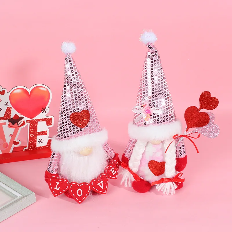

Valentines Day Gnomes Plush Decors Couples Scandinavian Tomte Doll Stuffed Dwarf Elf Ornament XmasGnomes Indoor Home Decor Party