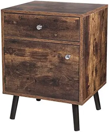 

Table, Nightstand with 1 Drawer, Durable, for Bedroom, Living Room, Office, 17.7 x 15.8 x 23.6 Inches, Rustic Brown Mini bedside