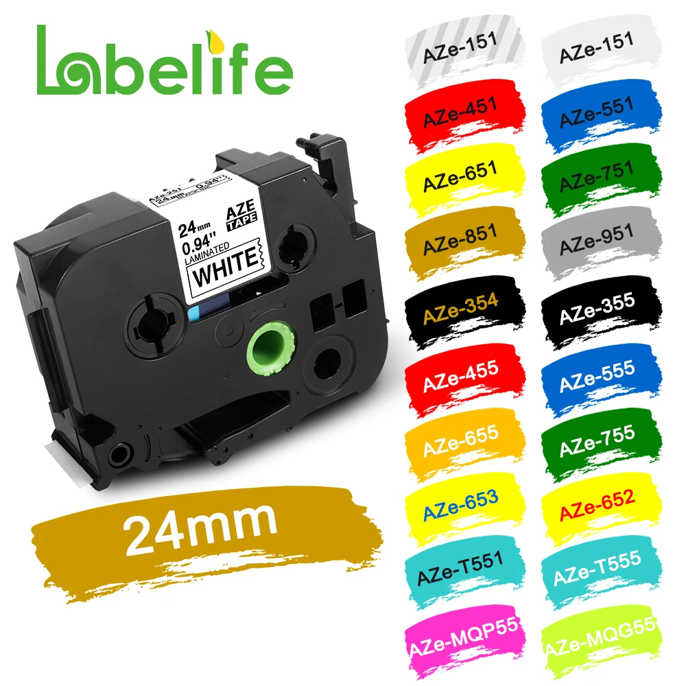 Labelife 1 Pack TZe-251 24mm TZe-151 TZe-651 TZe-354 Label Tape Compatible for Brother Labeller Laminated Tape for Label Maker