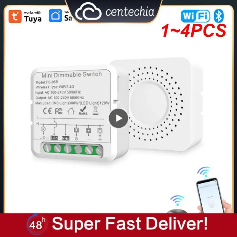 

1~4PCS Tuya WiFi Smart Switch 2-way Control Switch Mini Smart Breaker Smart Life Control Work With Alexa Home Alice
