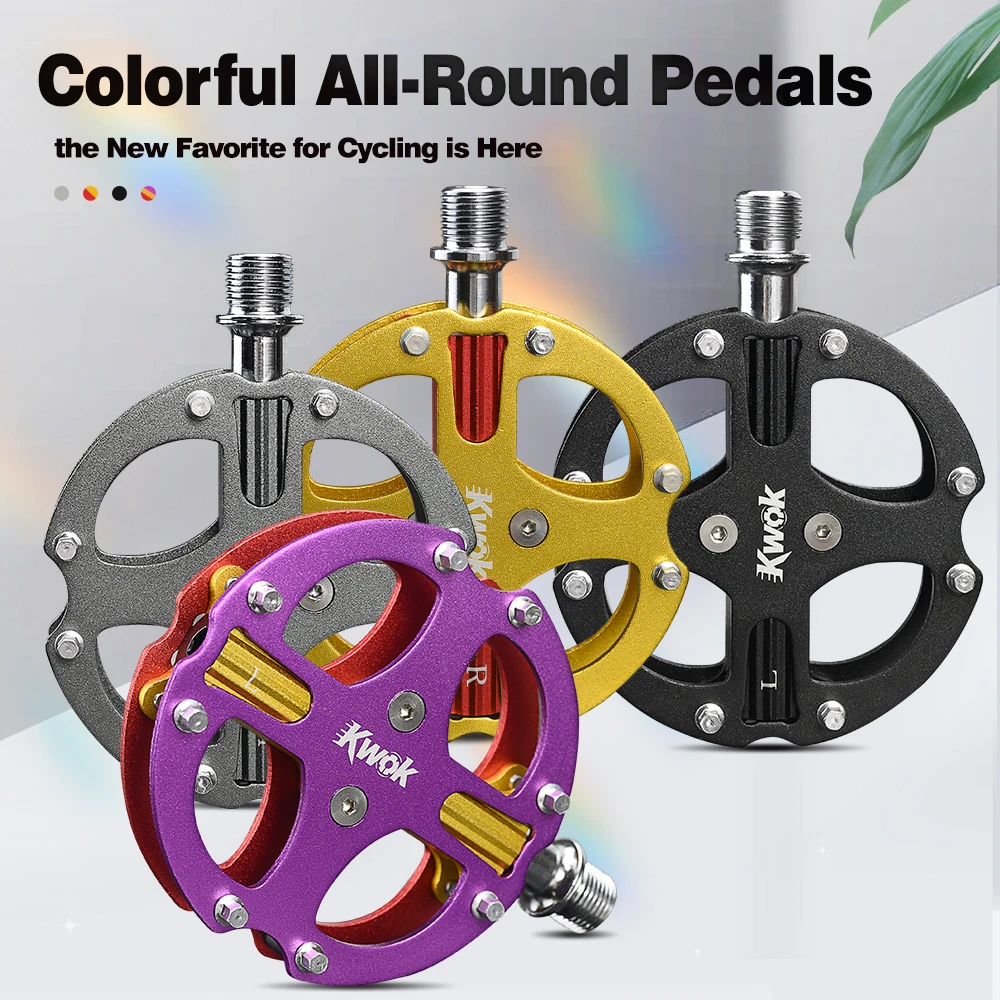 KWOK 290g 초경량 MTB 페달 3개의 밀폐형 베어링 CNC 가공 알루미늄 합금 자전거 페달 로드 BMX 사이클링 자전거 부품