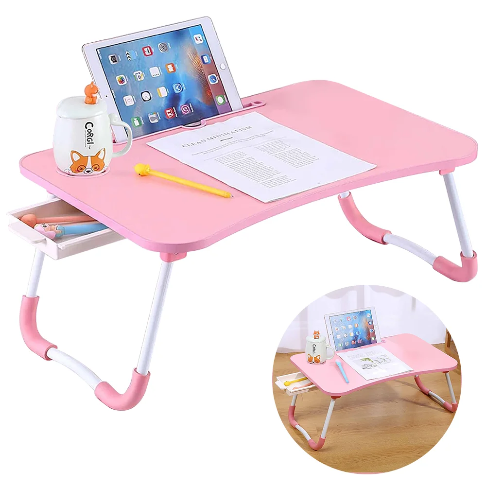 New Folding Laptop Desk for Bed & Sofa Laptop Portable Lap Desk Bed Tray Table Desk for Study and Reading Bed Top Tray Table
