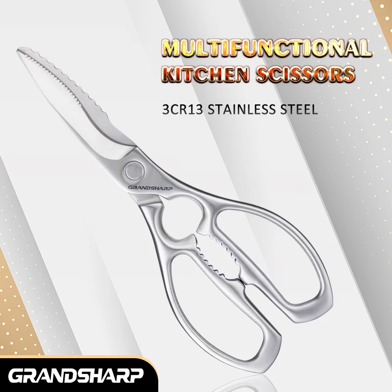 

Многофункциональные кухонные ножницы GRANDSHARP 3Cr1 4, ножницы из нержавеющей стали для куриных костей, многофункциональная долговечная острота