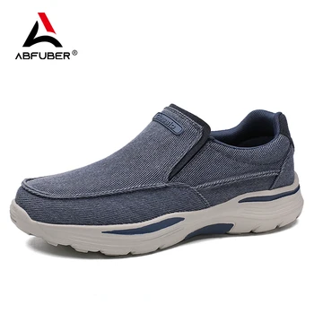 진정 통풍 남성 캔버스 신발 야외 두꺼운 단독 마사지 플랫폼 신발 Walkking Comfty Slip On Men 플랫 신발 신발