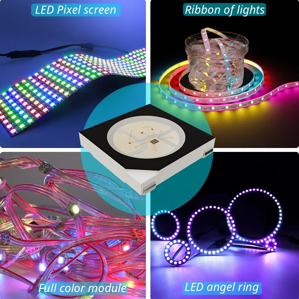 WS2812B RGB LED Chip 5050SMD 10-1000PCS Black/White PCB WS2812 Individually Addressable Chip Pixels DC5V 6