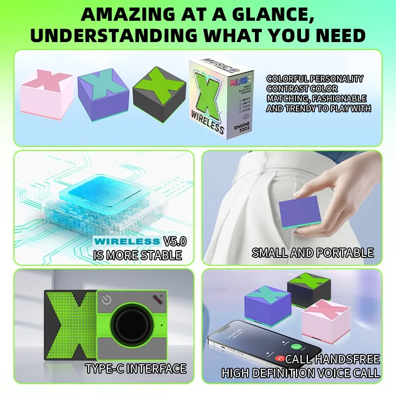 Mini Bluetooth Speaker, Mini Bluetooth Speaker, 122g, Suitable for Outdoor and Indoor (Green) 4