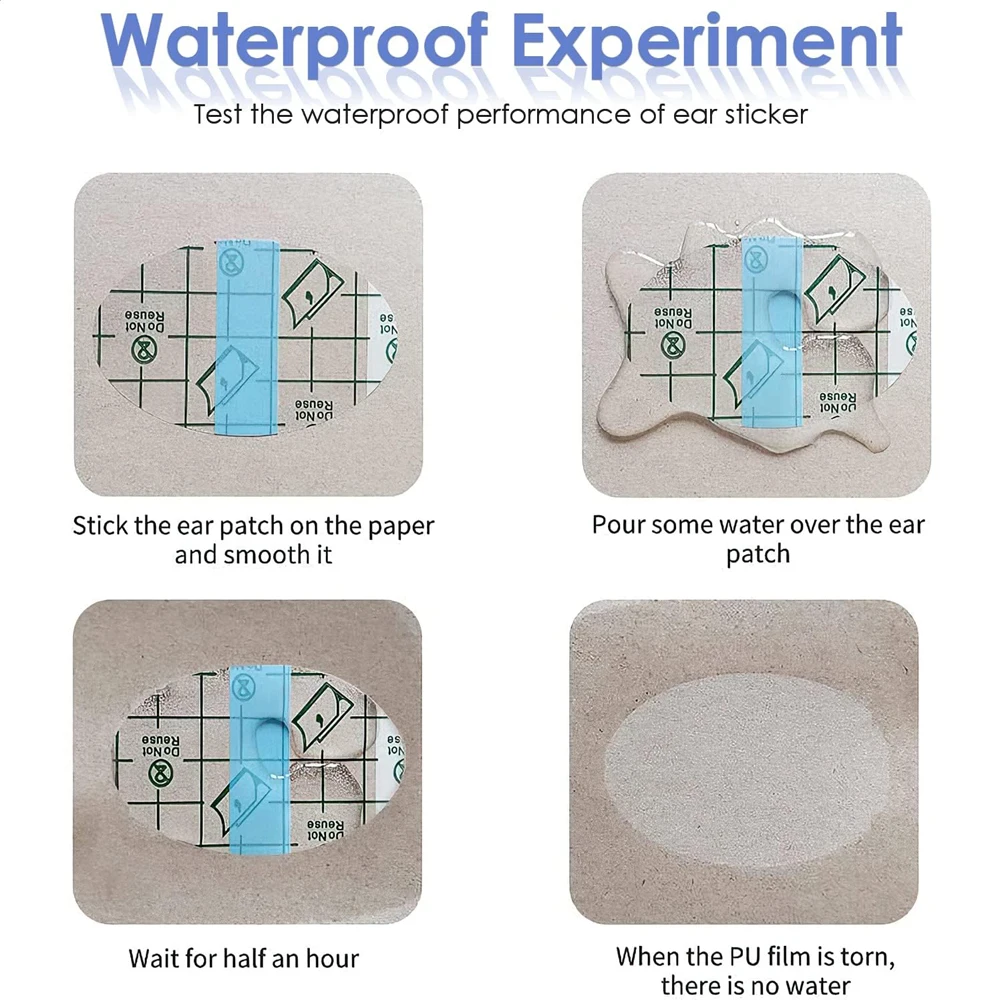 Waterproof Ear Stickers Disposable Ear Covers 20pcs for Swimming Shower Salon Hairdressing