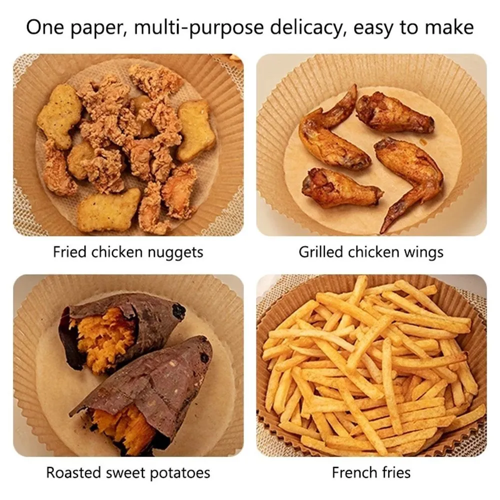 Airfryer Backpapier Ölbeständig und ölabsorbierend Air Fryer Einwegpapier  Liner für Grillplatte Runde Ofen Pfanne Pad