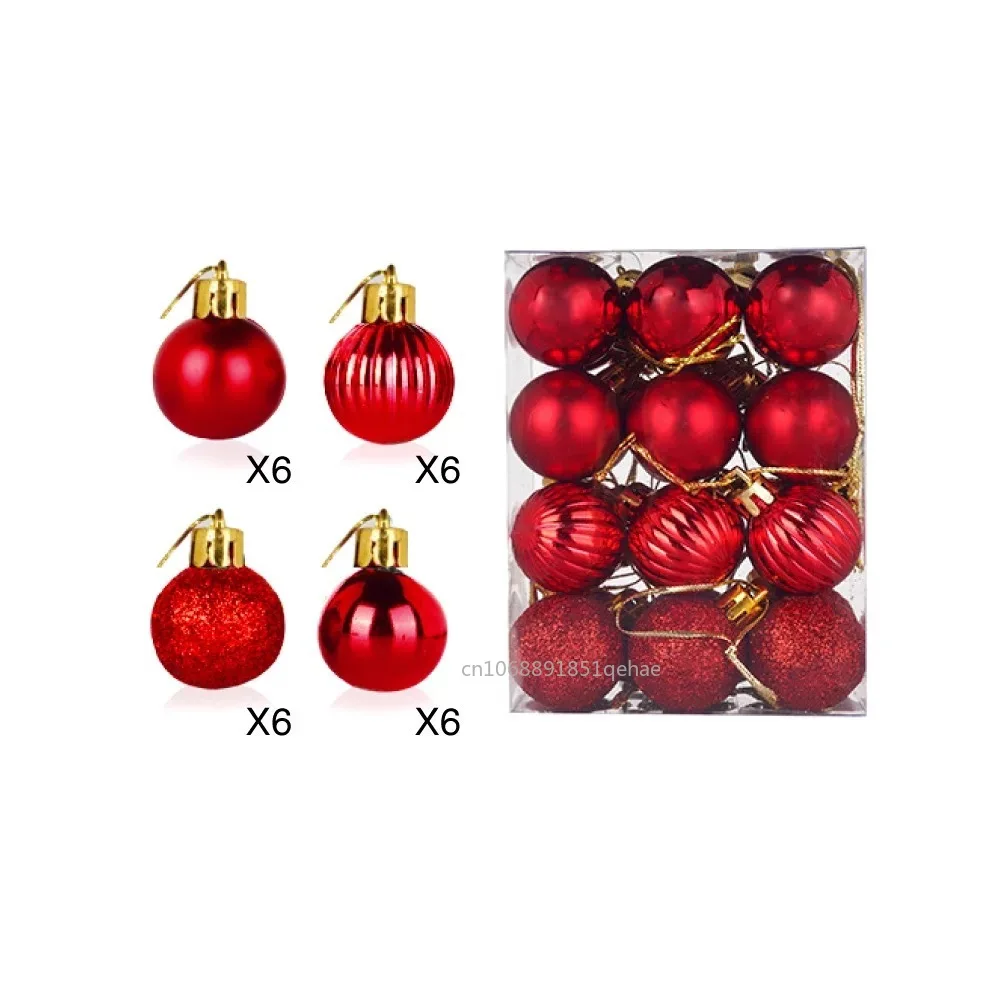 24Pcs Christmas Balls Ornament Plastic Christmas Tree Gold Red Pink Ball Pendant Hanging Decor Christmas Decoration 2024 Navidad