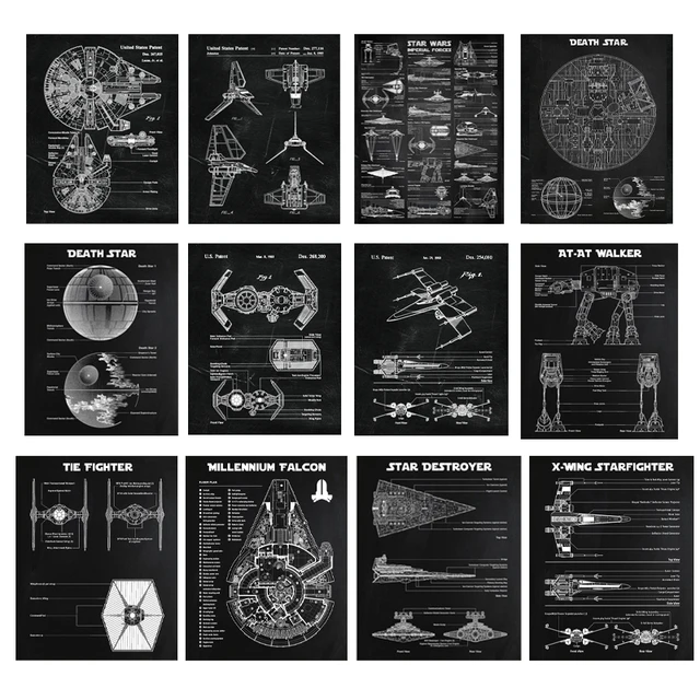 Air Vehicle Patent Poster Space Wars Blueprint Canvas Painting Science Fiction Lovers Gift Wall Pictures Prints Home Decor