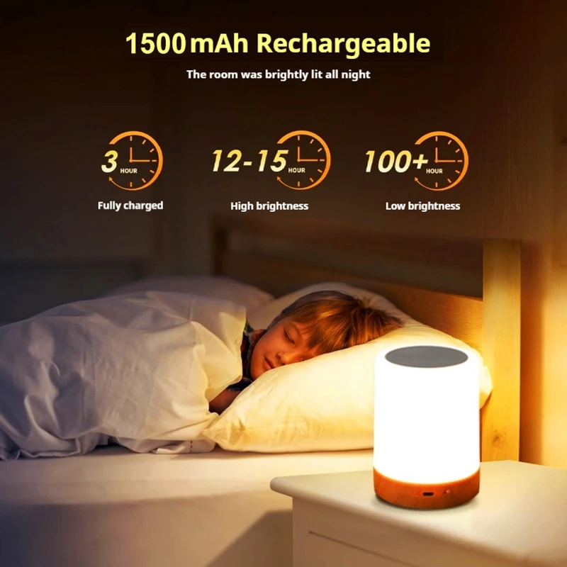 16 Colors Smart Touch Bedside Table Lamp RGB USB Rechargeable Night Light Desk Lamp Bedroom Decoration Gift Dining Table Light 4