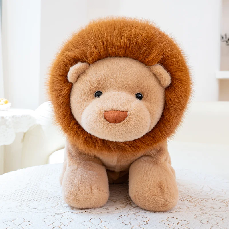 Cute Cartoon Lion Plush Toy Lifelike Downy Stuffed Male Doll Baby Sleeping Pillow Soft Kids Birthday Gift for Boys