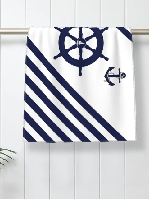 Nordic dark blue sailing series rudder household bathroom towel hotel towel bathroom microfiber towel 40*70 can be customized 5