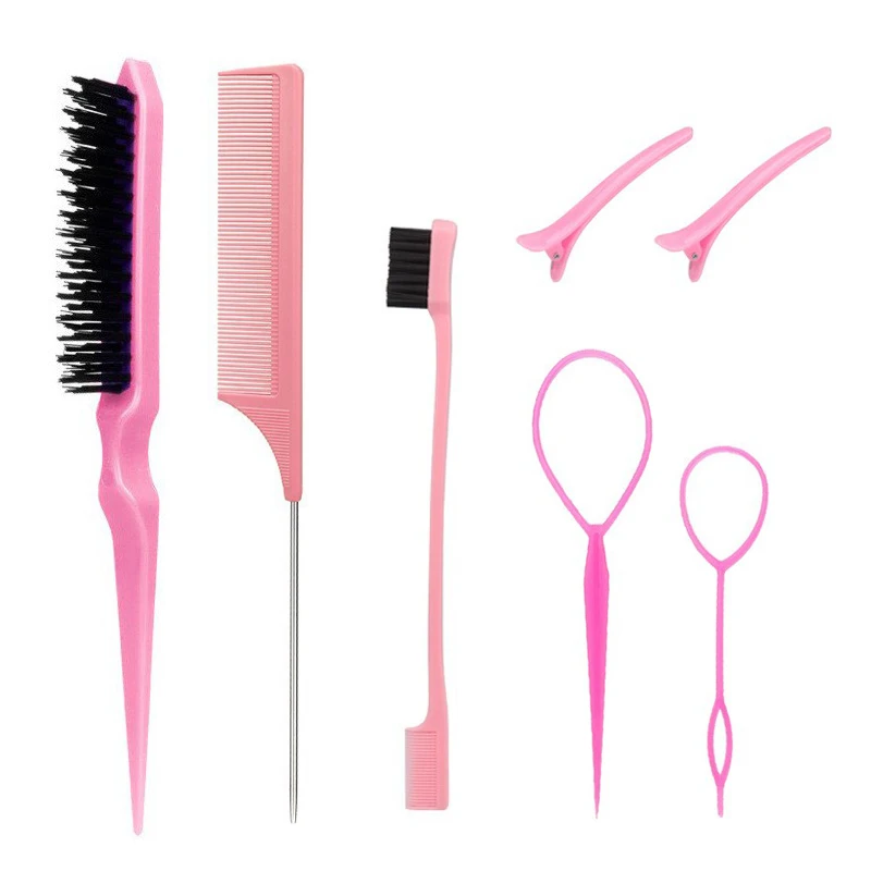 7 pieces Multifunctional Eyebrow Brush Hair Wax Trimming Comb Steel Pin Pointed Tail Picking Comb Beating Fixed Rat Tail Comb