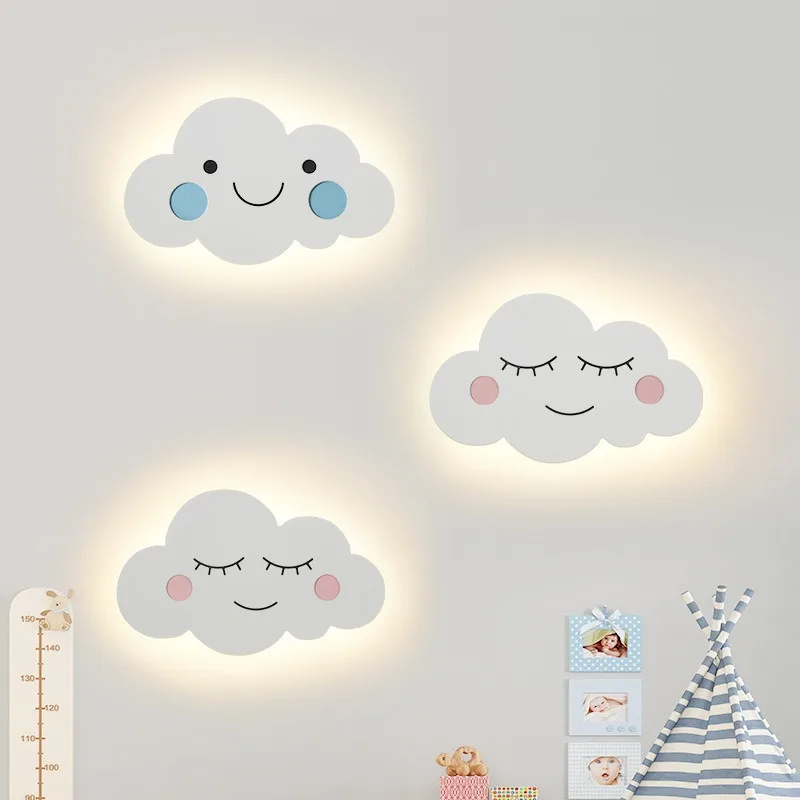 

12W Children's room wall lamp cloud lamp simple modern cartoon Nordic bedroom bedside lamp AC85-265V