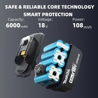 Batterie 100% originale Makita 18V 6,0Ah, pour outils électriques Makita BL1830, BL1830B, BL1840, BL1840B, BL1850 BL1860B 3