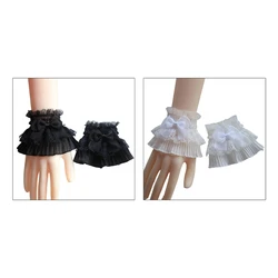 Lolita Mesh Lace False Sleeves Ruffle Lace False Cuffs Ruffle Lace Wrist Horn Cuffs Detachable Shirt False Sleeves DropShip